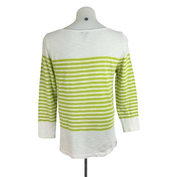 Joie Green White Striped Cotton Long Sleeve Knit Top Womens Size Small - Picture 4 of 9